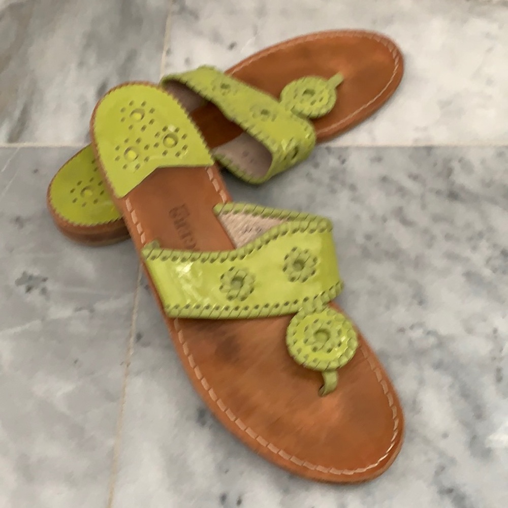 Jack Rogers Sandals Flip Flops 9m 9 M Green Lime Patent Leather